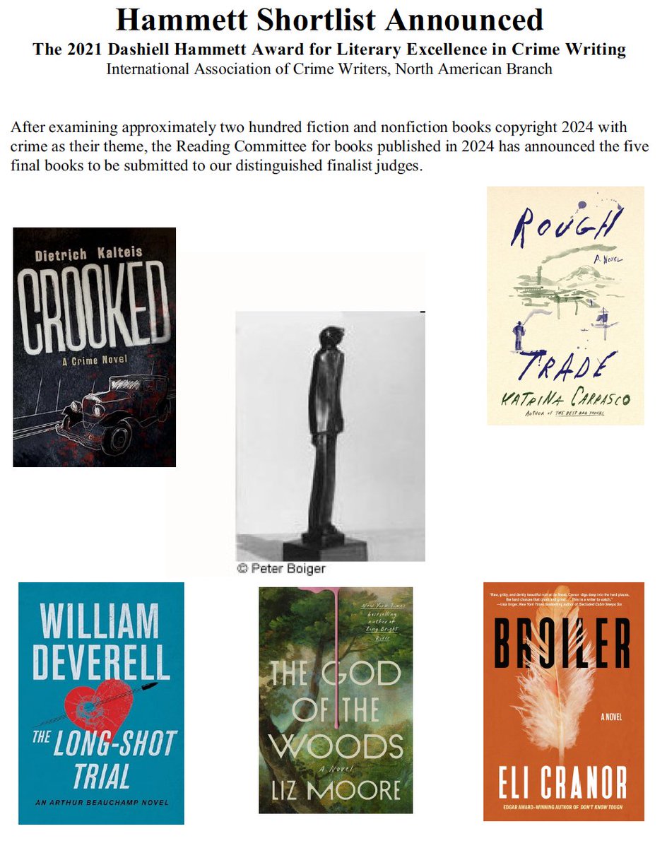 elicranor's tweet image. huge thanks to the IACW for the Hammett Award nomination

thrilled to see BROILER on the list with so many other fine novels