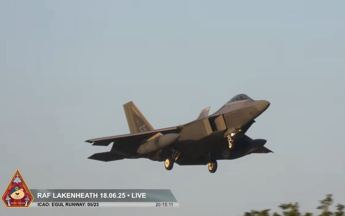 12x USAF F-22 Raptors bound for the Middle East are stopping over in the UK right now.