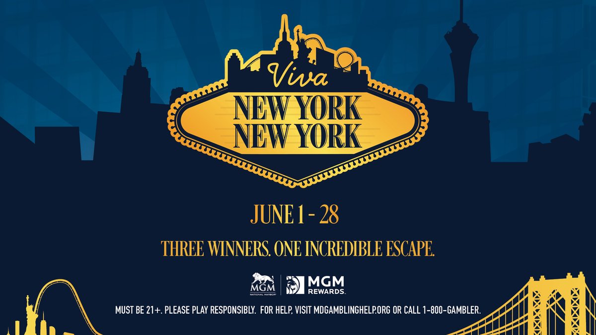 MGM National Harbor (@mgmnatlharbor) on Twitter photo 🎰 Calling all thrill-seekers! From now through June 28, play daily at MGM National Harbor to earn entries for the Viva New York-New York grand finale drawing! 3 lucky winners will win an all-expenses-paid trip to <a href="/NYNYVegas/">NYNY Vegas</a> Hotel & Casino in Las Vegas!
👉 Learn More: 🎰 Calling all thrill-seekers! From now through June 28, play daily at MGM National Harbor to earn entries for the Viva New York-New York grand finale drawing! 3 lucky winners will win an all-expenses-paid trip to <a href="/NYNYVegas/">NYNY Vegas</a> Hotel & Casino in Las Vegas!
👉 Learn More:
