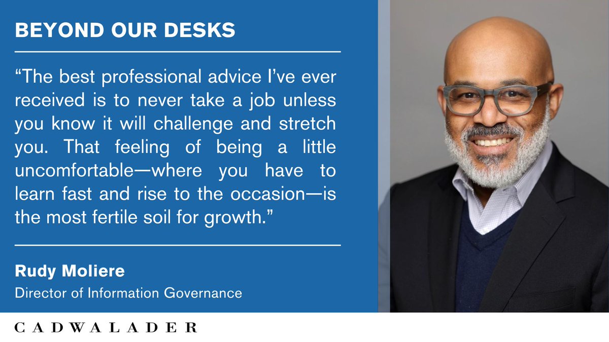 Cadwalader hosted the first edition of its new series, “Beyond our Desks:  Exploring Careers, Passions and Perspectives,” this morning in the New York office. The inaugural session featured Rudy Moliere, the firm’s Director of Information Governance.