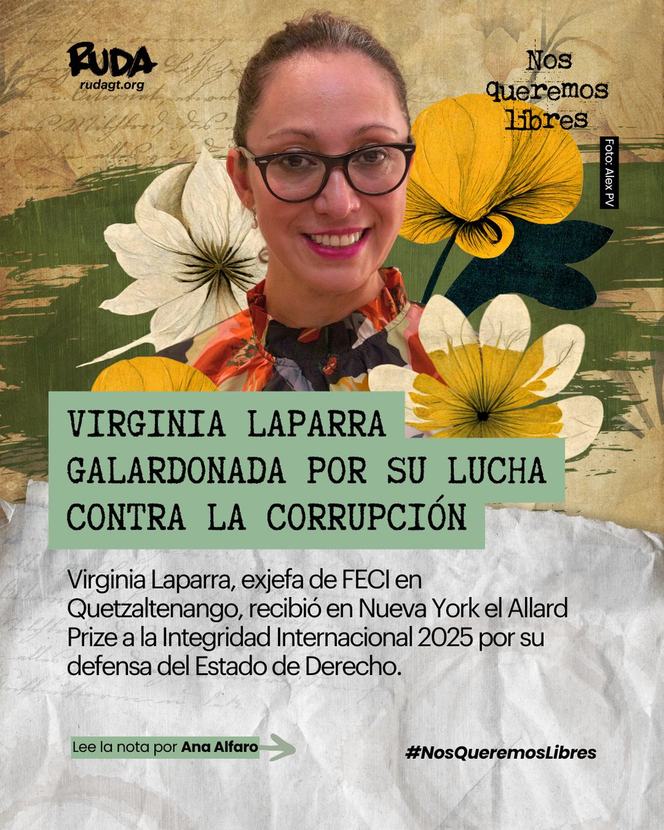 🏆Virginia Laparra, abogada criminalizada por denunciar la corrupción en Guatemala, recibió el Allard Prize a la Integridad Internacional 2025. ✊🏽#LasQueLuchan 

Lee la nota de Ana Alfaro: rudagt.org/temas/virginia…