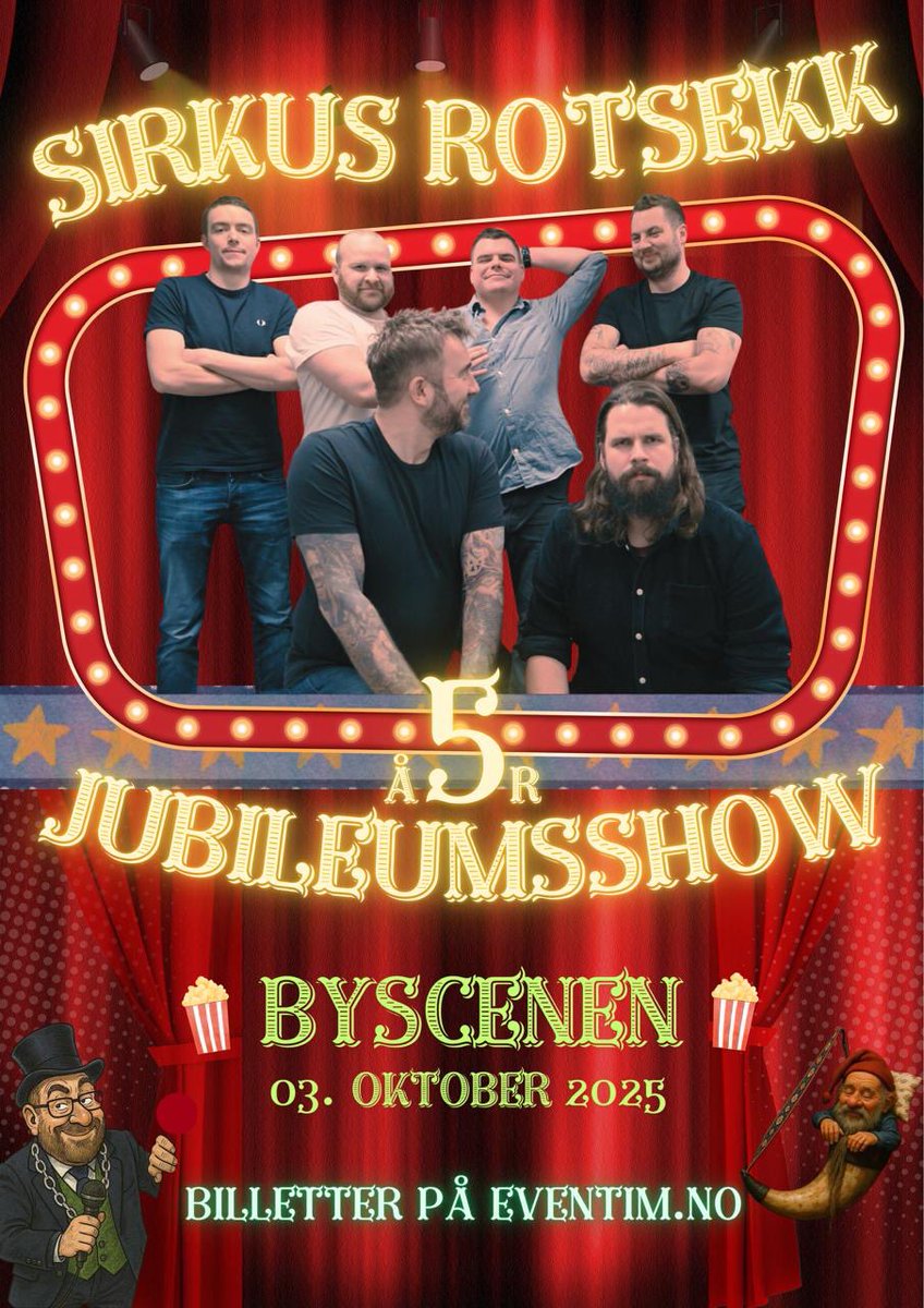 Sirkus Rotsekk fyller 5 år!
Tidenes liveshow på Byscenen🤩

Podcasten Rotsekk fyller 5 år. I den anledning ønsker vi å invitere både lovers and haters til tidenes liveshow. Gutta går all in for å sørge for en uforglemmelig aften!

Billettsalget starter tirsdag 24.juni kl.11:00🚨