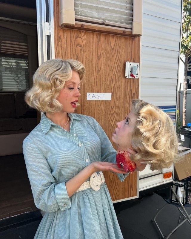 mia goth on the set of ‘maxxxine’ ✰