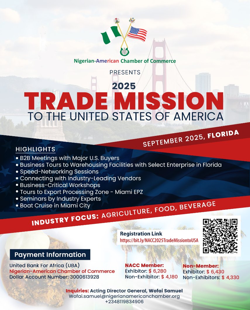 Scan the QR code to register and participate in NACC'S Trade Mission to the United States of America, September 2025. 
Inquiries: <a href="/WofaiS/">Wofai Samuel</a>