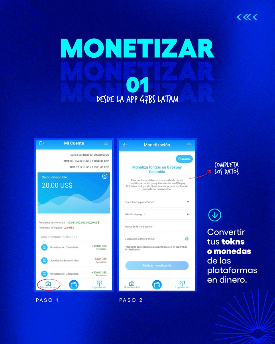 G7BSPayLatam's tweet image. 🧐 ¿Sabes cuál es la diferencia entre monetizar y liquidar?
Aunque muchos los confunden, son dos pasos distintos (¡y esenciales!) para que recibas tu dinero 💸.

🔁 Desliza y entérate cómo hacerlo paso a paso.

#G7BSLatam #Monetizar #Liquidar #PagosDigitales