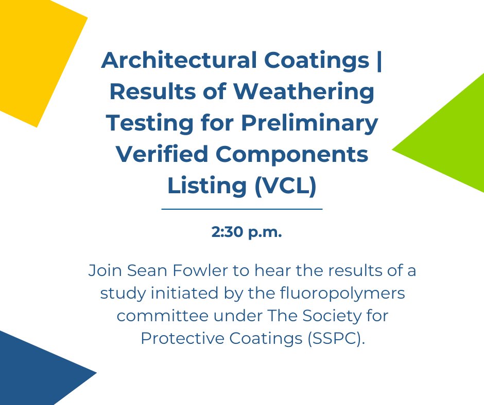 In the final #FGIAconf session, join Sean Fowler to hear the results of a study initiated by the fluoropolymers committee under The Society for Protective Coatings (SSPC).