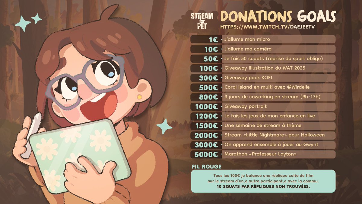 daejee_'s tweet photo. Les voici .... mes DONATIONS GOALS ! ☀️

C'est mon tout premier event donc j'ai un peu le trac. 
Hâte de vous retrouver pour la bonne cause ! 

PS: la cagnotte est commune ♥
(le programme sera dévoilé le jour même) https://t.co/fXdjlUeS8z