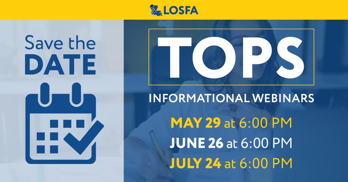 LOSFA will be hosting a second TOPS informational webinar on Thursday, June 26 at 6:00 pm.

Please register at the link below.
losfa.zoom.us/webinar/regist…