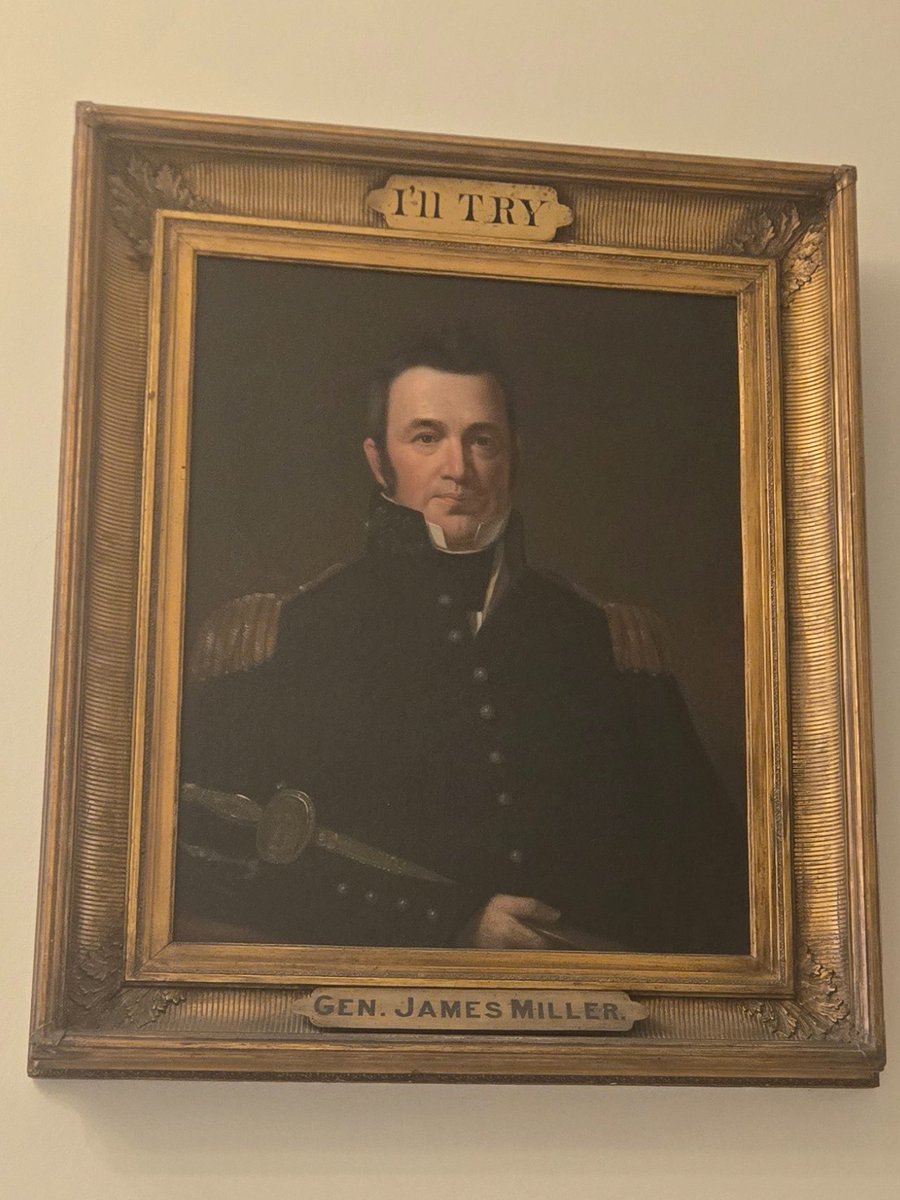 NHHouseofReps's tweet image. The War of 1812 began on this day 213 years ago. Gen. James Miller of Peterborough led the 21st U.S. Infantry at Chippewa and Niagara. When ordered to take a hill, he famously replied, "I will try, sir!"—he succeeded on the 3rd attempt. His State House portrait bears those words!