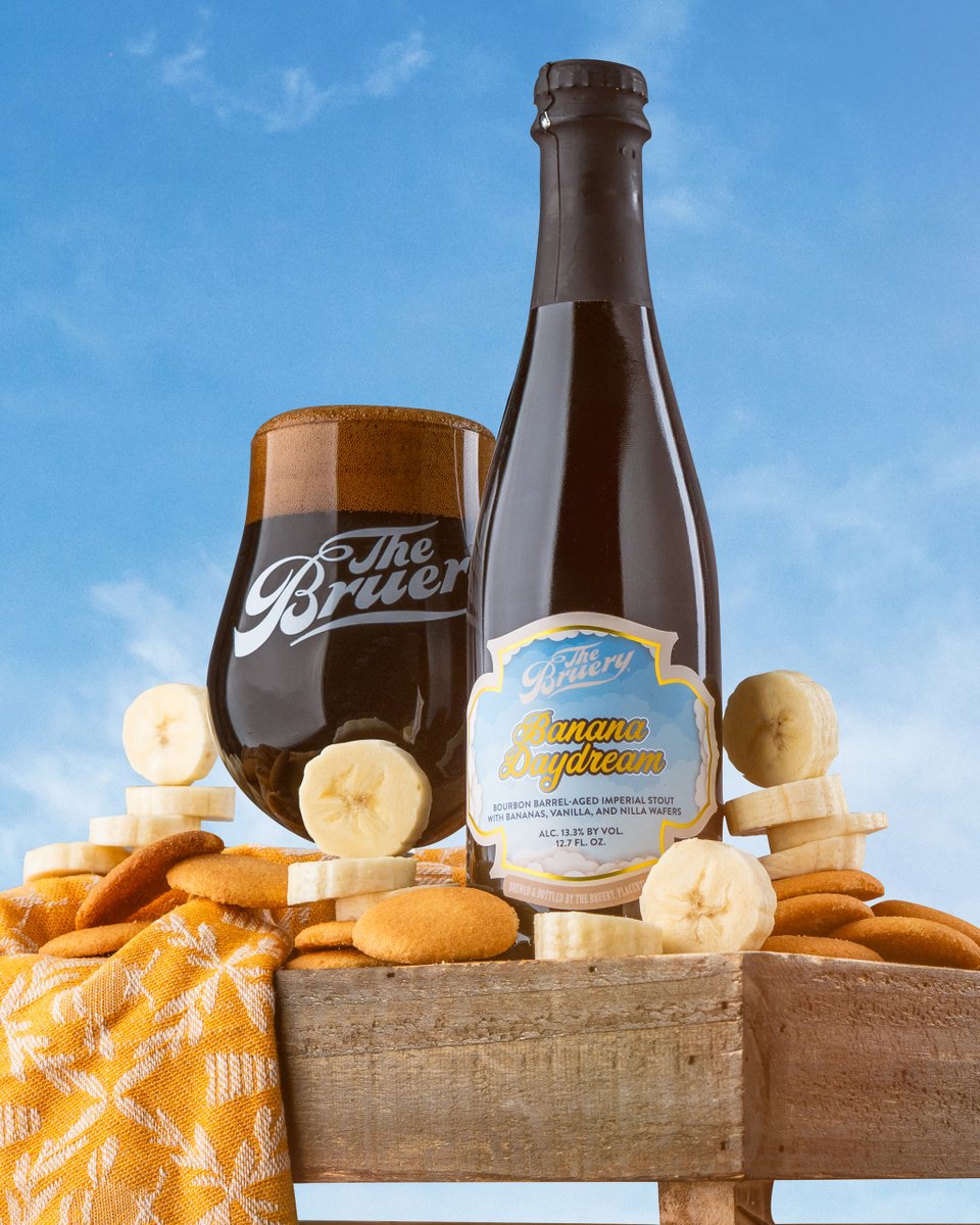 Lose yourself in the moment. ✨ Banana Daydream, our bourbon barrel-aged imperial stout, is an ode to banana pudding. We've packed it with loads of real banana, vanilla, and @nillawafers for a truly blissful experience. Let this rich, sweet brew be your perfect escape. 🍌☁️