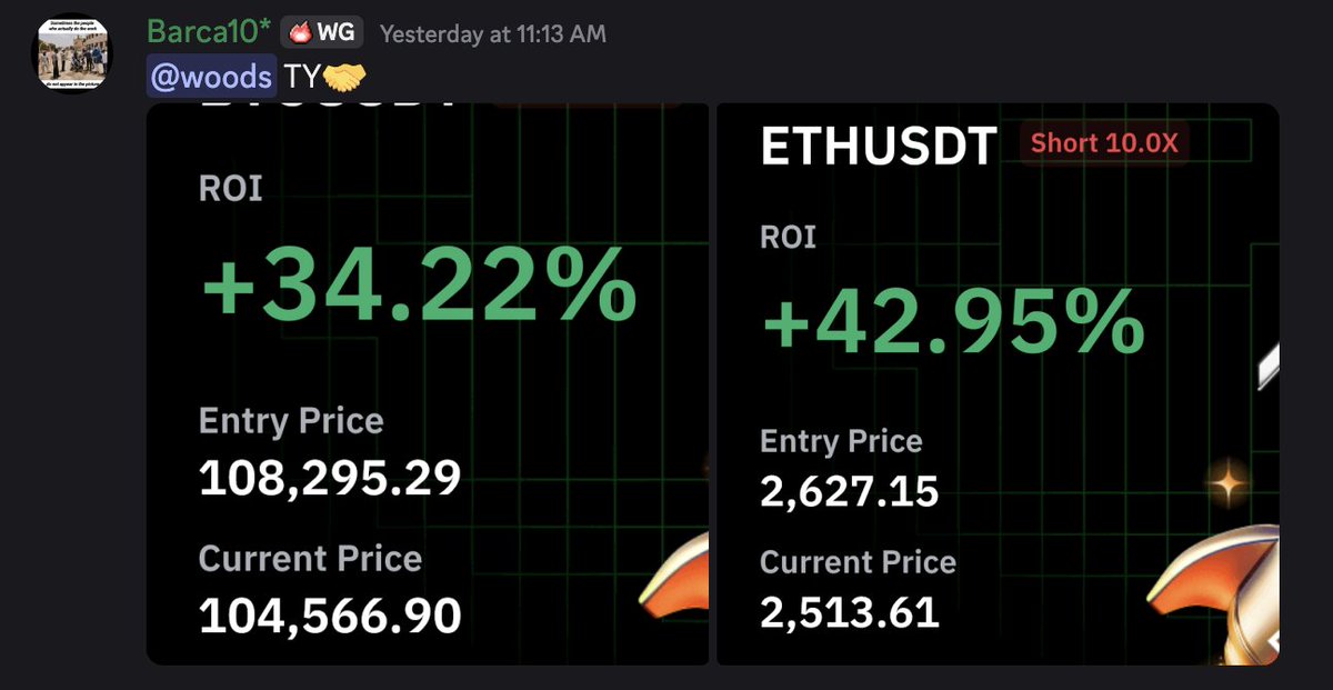 No surprise — <a href="/robw00ds/">woods.ai</a> is dialed in, and <a href="/WealthGroup/">Wealth Group</a> members are printing from his latest signals! 📈

Still watching from the sidelines? Tap the link in our bio and change that. ✍️