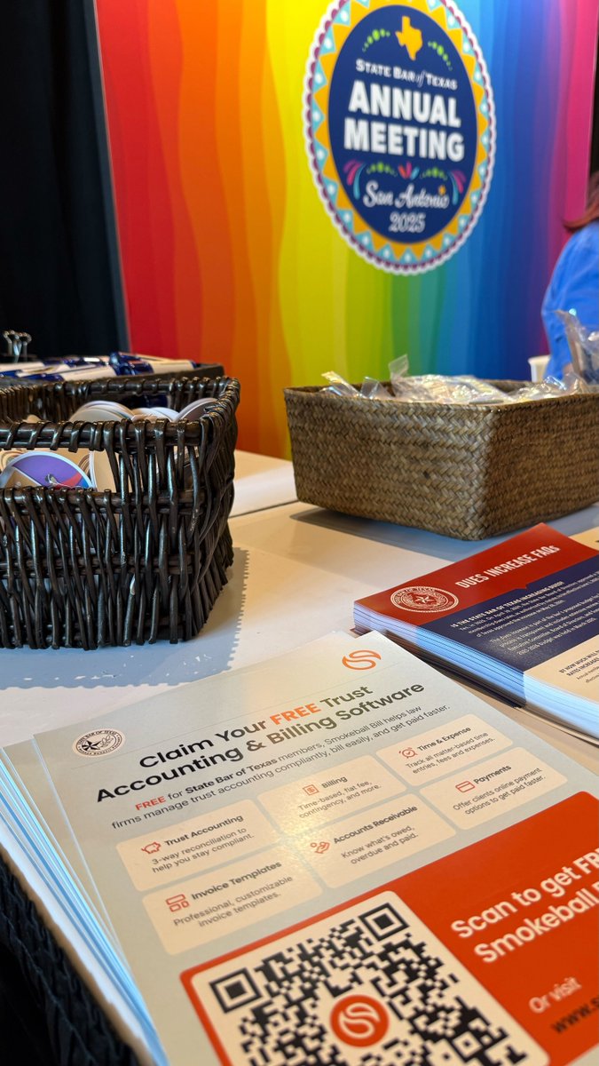 Smokeball (@smokeballnews) on Twitter photo 1 year ago, the <a href="/statebaroftexas/">State Bar of Texas</a> was the FIRST state to launch an offer to provide Smokeball Bill for free to all of its members! SBOT members can sign up at bit.ly/462T9hU We're at the SBOT Annual Meeting this week to celebrate the success of this incredible benefit! 1 year ago, the <a href="/statebaroftexas/">State Bar of Texas</a> was the FIRST state to launch an offer to provide Smokeball Bill for free to all of its members! SBOT members can sign up at bit.ly/462T9hU We're at the SBOT Annual Meeting this week to celebrate the success of this incredible benefit!