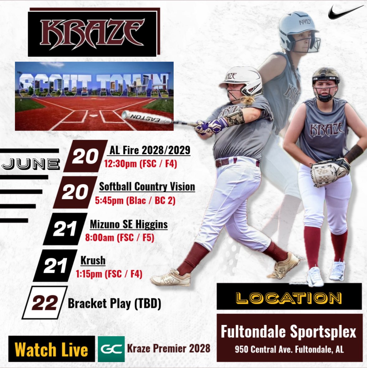 Madelyn Barnette (@mbarnette2029) on Twitter photo Here is my Schedule this weekend in Fultondale.
Hope to see you there!!!!!!
<a href="/UWA_Softball/">UWA Softball</a> <a href="/ReidStateLions/">Reid State</a> <a href="/Mmitigerssoftba/">MMI Softball</a> <a href="/SoftballCalhoun/">Calhoun Softball</a> <a href="/coastalsouthsb/">Coastal South Coyotes Softball</a> <a href="/FaulknerSFBL/">Faulkner Softball</a> <a href="/LetsGoICC_SB/">Itawamba Softball</a> <a href="/HCHawksSoftball/">HCHawksSoftball</a> <a href="/SSCC_Softball/">Shelton State Softball</a> <a href="/GstateSB/">Gadsden State Softball</a> <a href="/nemccsoftball/">NEMCCSOFTBALL</a> <a href="/GoStillmanSB/">Stillman College Softball</a> Here is my Schedule this weekend in Fultondale.
Hope to see you there!!!!!!
<a href="/UWA_Softball/">UWA Softball</a> <a href="/ReidStateLions/">Reid State</a> <a href="/Mmitigerssoftba/">MMI Softball</a> <a href="/SoftballCalhoun/">Calhoun Softball</a> <a href="/coastalsouthsb/">Coastal South Coyotes Softball</a> <a href="/FaulknerSFBL/">Faulkner Softball</a> <a href="/LetsGoICC_SB/">Itawamba Softball</a> <a href="/HCHawksSoftball/">HCHawksSoftball</a> <a href="/SSCC_Softball/">Shelton State Softball</a> <a href="/GstateSB/">Gadsden State Softball</a> <a href="/nemccsoftball/">NEMCCSOFTBALL</a> <a href="/GoStillmanSB/">Stillman College Softball</a>