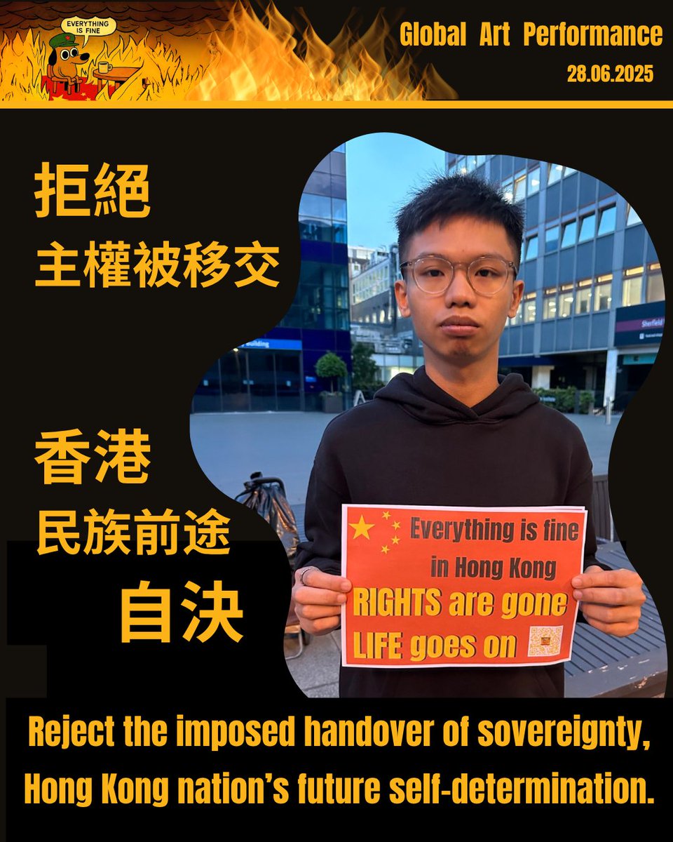 Thanks fpr your solidarity  <a href="/TonyChungHonLam/">鍾翰林 Tony Chung Hon Lam</a> 

 //Reject the imposed handover of sovereignty, Hong Kong nation’s future self-determination.
拒絕主權被移交，香港民族前途自決。//

#628ArtProtest #StandAgainstSilence #SilencedByCCP #GlobalSolidarity #EverythingIsFine #Celebrate71