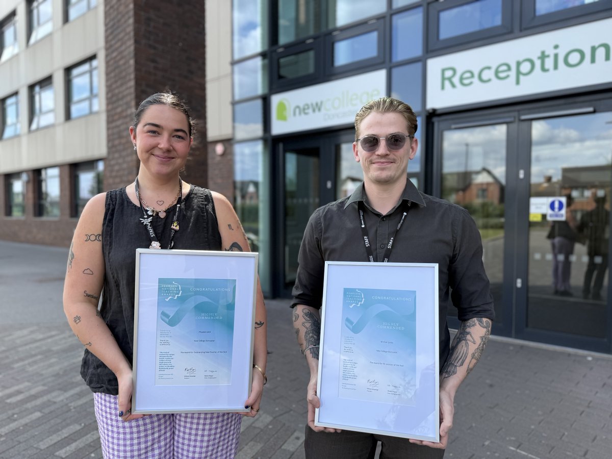 ncdoncaster's tweet image. We’re incredibly proud to share that Phoebe Land (Outstanding New Teacher) and Mike Jones (FE Lecturer of the Year) have both received Highly Commended recognition in their categories at the prestigious Pearson Teaching Awards! 🏆 Well done both 👏