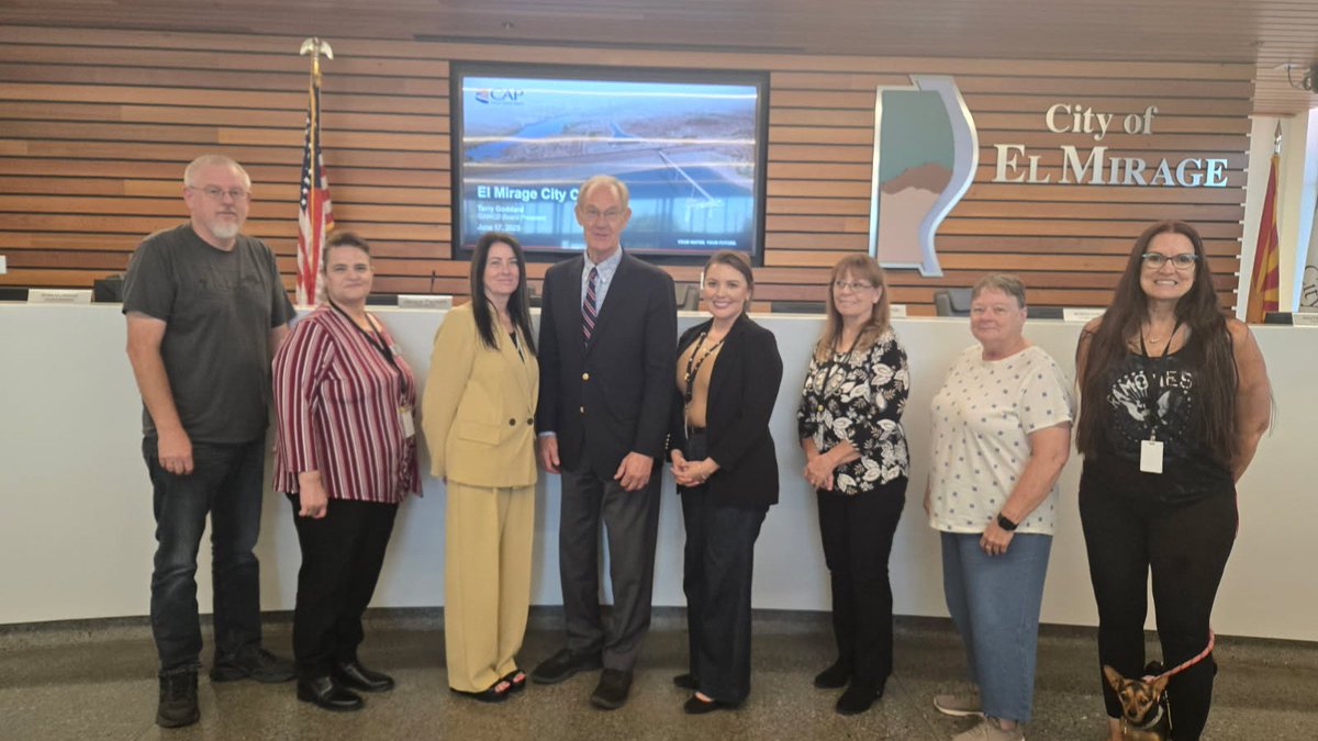 Central AZ Project (@caparizona) on Twitter photo CAWCD President Terry Goddard presented a CAP and Colorado River update to Mayor Hermosillo and the El Mirage City Council last evening. <a href="/ElMirageArizona/">City of El Mirage</a> CAWCD President Terry Goddard presented a CAP and Colorado River update to Mayor Hermosillo and the El Mirage City Council last evening. <a href="/ElMirageArizona/">City of El Mirage</a>