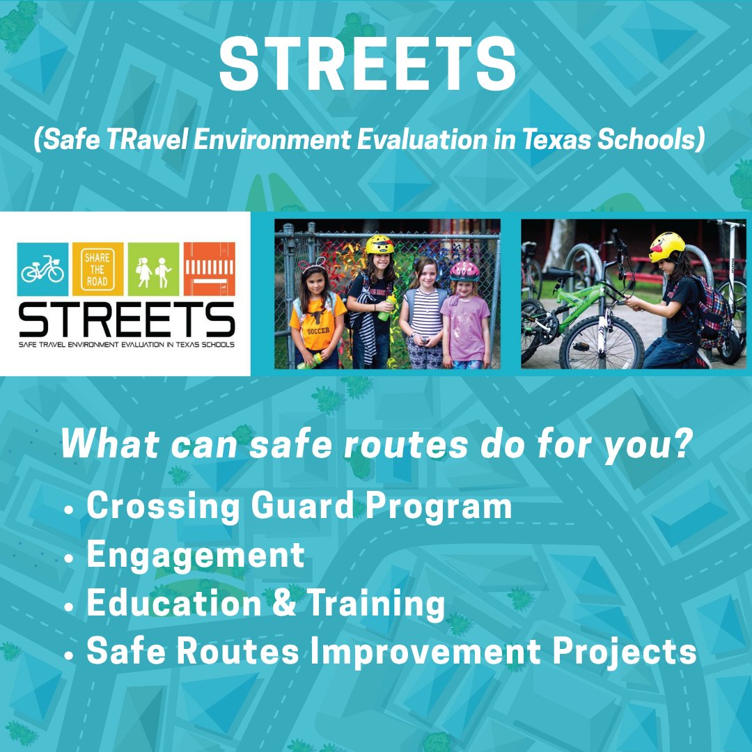 Michael & Susan Dell Center for Healthy Living (@msdcenter) on Twitter photo What can safe routes do for you? Learn about STREETS (Safe Travel Environment Evaluation in Texas Schools): bit.ly/2SooVlD. #theearlierthebetter What can safe routes do for you? Learn about STREETS (Safe Travel Environment Evaluation in Texas Schools): bit.ly/2SooVlD. #theearlierthebetter