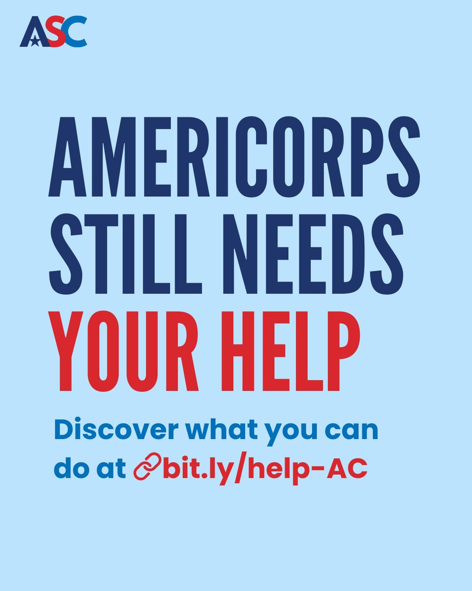 Despite the recent positive news that 24 states + DC have had their AmeriCorps funding restored, another 29 states and territories are still dealing with grant terminations. And AmeriCorps still needs your help!

Learn more: bit.ly/help-AC