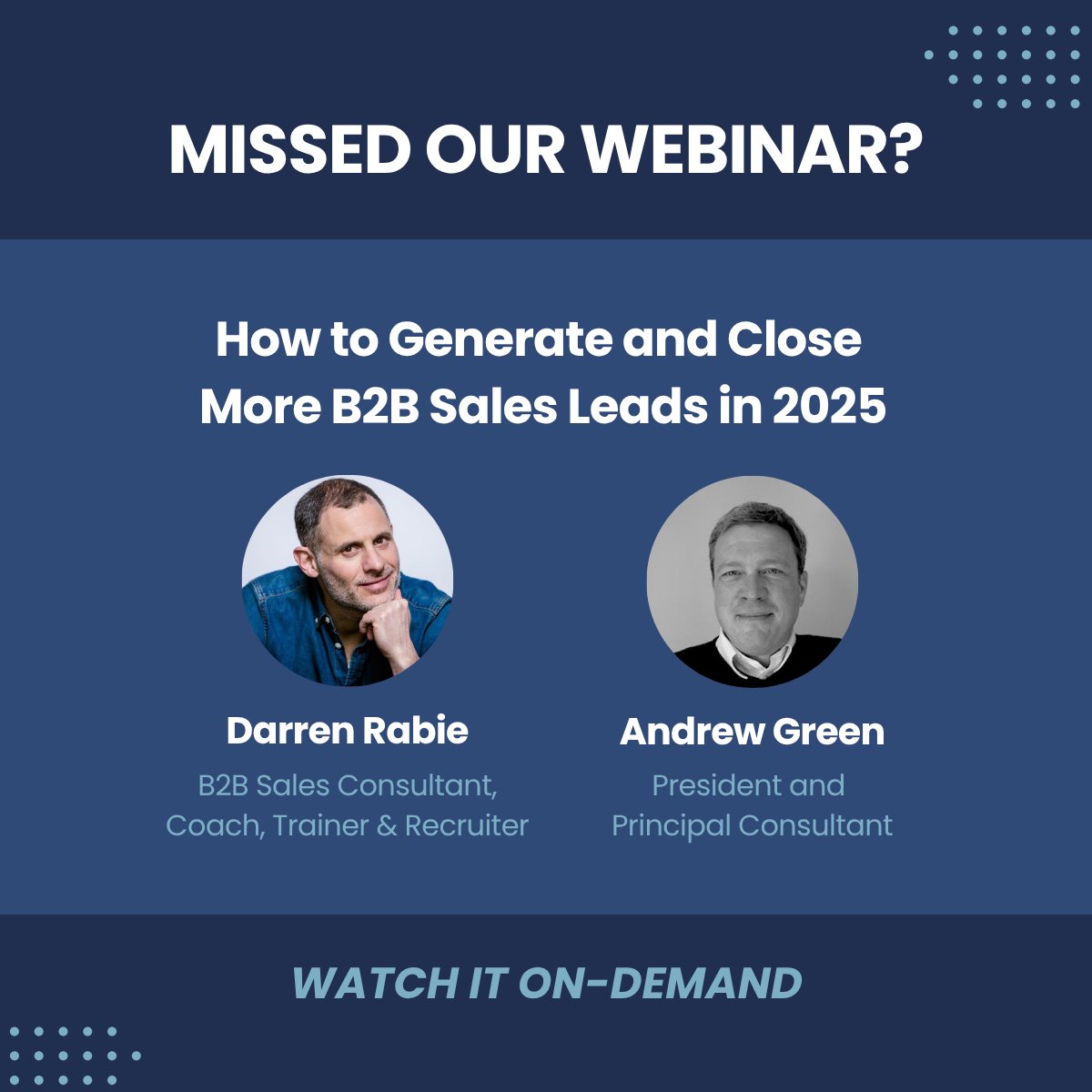 MezzGrowth's tweet photo. Watch the on-demand recording of our webinar with sales and marketing experts Darren Rabie and Andrew Green as they break down what it really takes to:
- Generate high-quality leads
- Close more deals
- And more

Watch here: https://t.co/I8iotzLM10

#MezzGrowth #LeadGen https://t.co/0FFOP4eJ1e