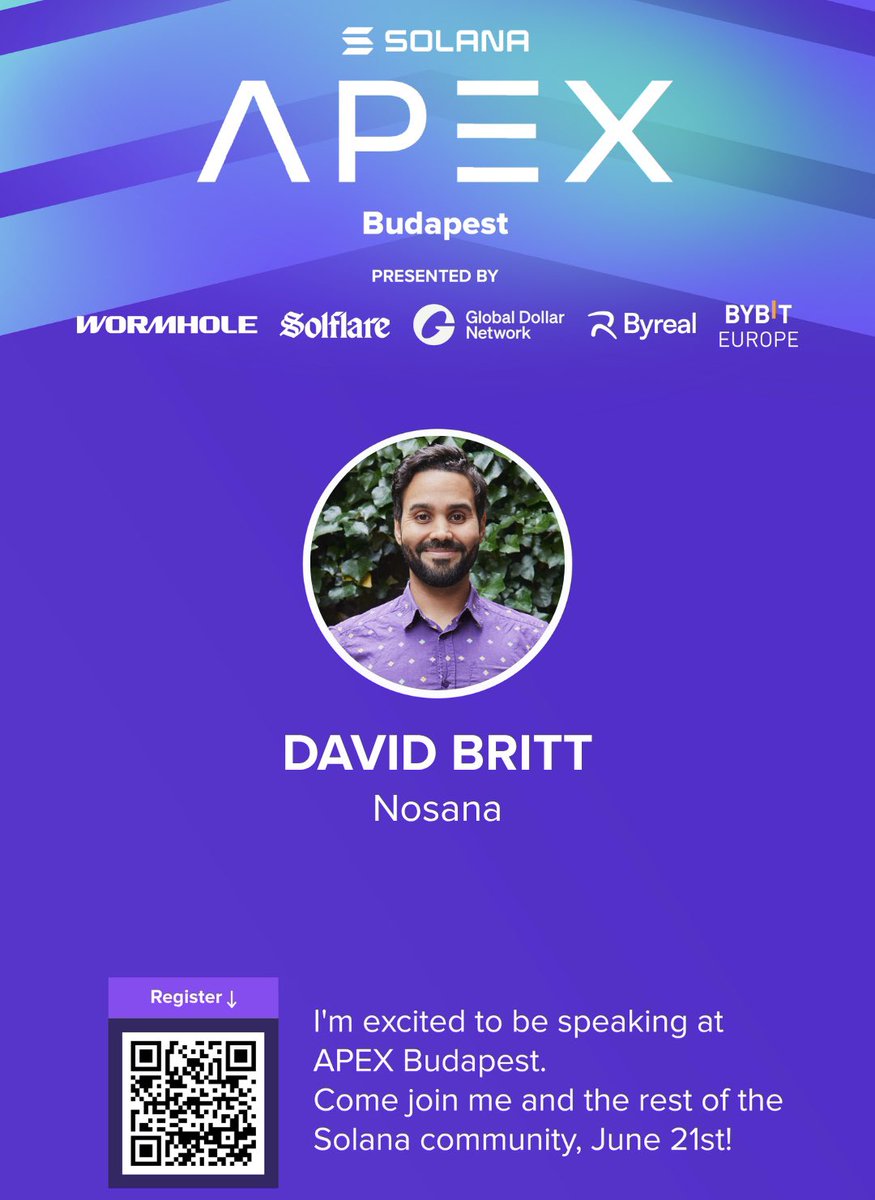 Budapest 🇭🇺 this weekend!

<a href="/djmbritt/">David Britt</a> will be on stage at <a href="/solana/">Solana</a>’s APEX talking about AI compute that doesn’t rely on cloud giants.

Catch the talk at 3:25PM → lu.ma/apex-budapest

Come say hi if you’re around!