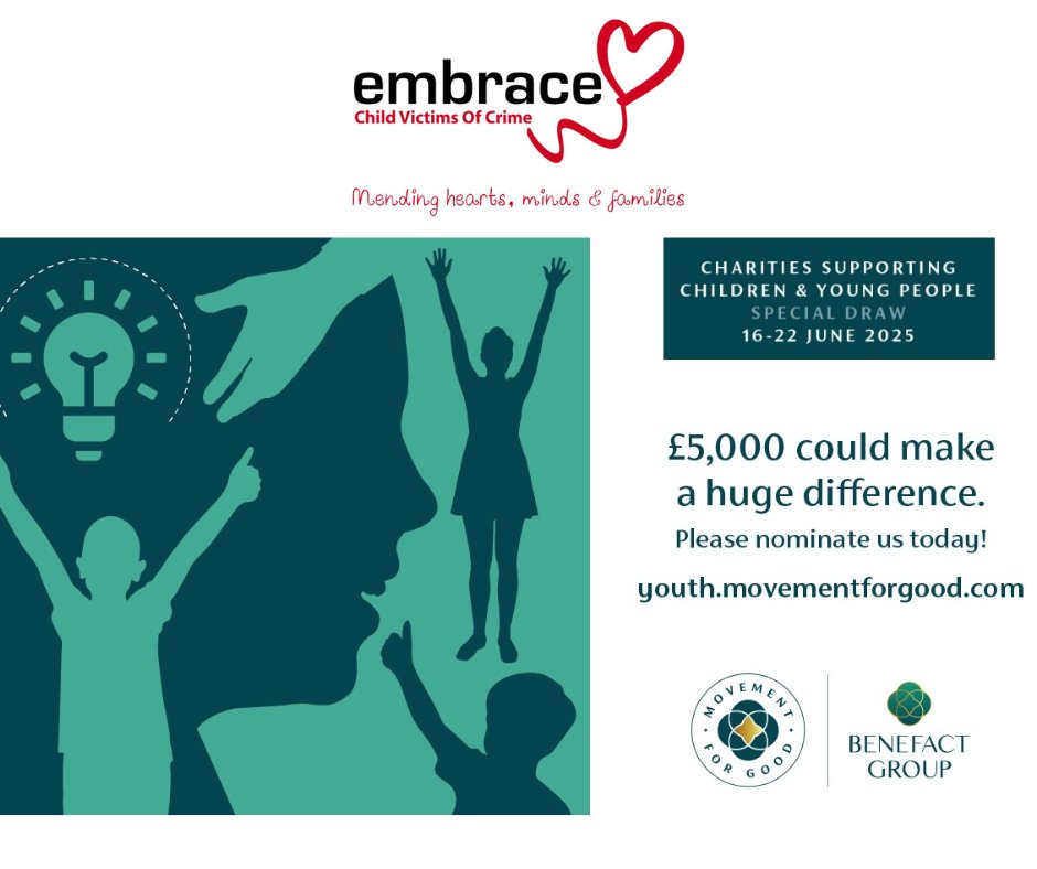 Could you spare a couple of minutes to nominate Embrace to receive £5000 through the Benefact Group's Children and Young People Special Draw? 

youth.movementforgood.com/index.php?cn=1…

Charity Number: 1166103