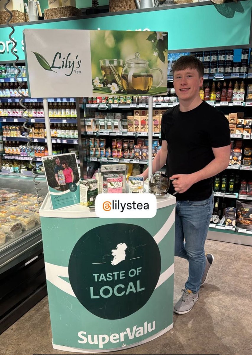 The "tea"riffic Ciarán will be in <a href="/quishs260/">Quishs SuperValu</a> Supervalu Ballincollig Thursday 19th (tomorrow) from 2pm until 4pm tasting our gorgeous teas. Be sure to drop by for a drop of Lily's exceptional tea 🍵 
Call in and say hi, it'd be great to see you :-)
 #TasteofLocal