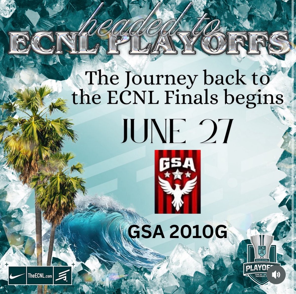 One week until we head back to San Diego for ECNL National Playoffs and begin our quest for the National Finals.  #gsastrong <a href="/ImYouthSoccer/">ECNL/GA/Recruiting/College Soccer</a> <a href="/ECNLgirls/">ECNL Girls</a> <a href="/ECNLSoutheast/">ECNL Southeast Girls</a>