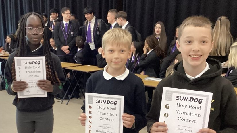 Holy Rood Maths (@mathsholyrood) on Twitter photo During todays tutor assembly the top three pupils received certificates for the <a href="/sumdog/">Sumdog</a> P7 transition contest. Well Done!
<a href="/st_marys_leith/">St Mary's (Leith)</a> ,St Catherine’s,<a href="/stjohnvianneyPS/">StJohnVianneyPS</a>
<a href="/Porty_StJs/">St John’s RC Primary</a> <a href="/StNiniansRCPS/">St.Ninians RCPS</a> St Frances RC During todays tutor assembly the top three pupils received certificates for the <a href="/sumdog/">Sumdog</a> P7 transition contest. Well Done!
<a href="/st_marys_leith/">St Mary's (Leith)</a> ,St Catherine’s,<a href="/stjohnvianneyPS/">StJohnVianneyPS</a>
<a href="/Porty_StJs/">St John’s RC Primary</a> <a href="/StNiniansRCPS/">St.Ninians RCPS</a> St Frances RC