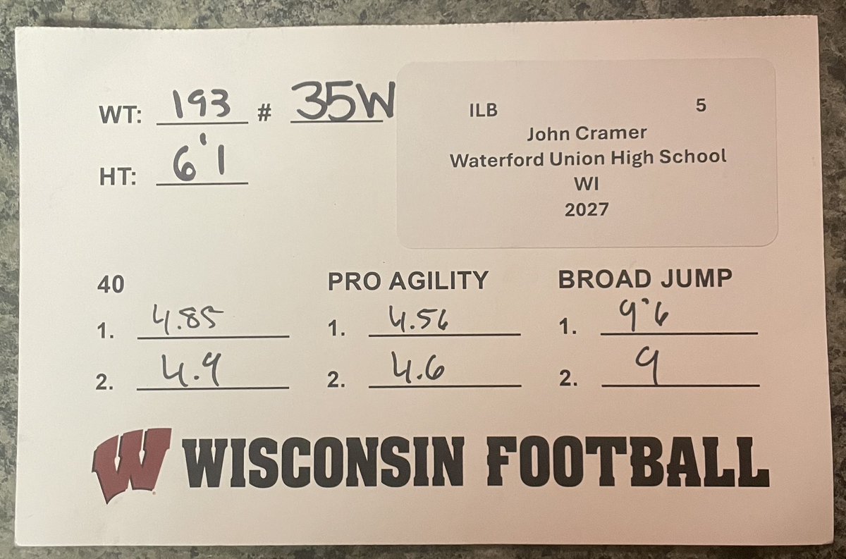 John Cramer (@johncramer17280) on Twitter photo Had a great day yesterday at the <a href="/BadgerFootball/">Wisconsin Football</a> camp. Big thanks to <a href="/CoachMikeTress/">Coach Mike Tressel</a> and <a href="/TufBorland/">Tuf Borland</a> for teaching me how to be a better LB! Learned a lot and had a great time.
<a href="/BrentThoen/">Brent Thoen</a> <a href="/FbWaterfor16704/">Waterford Wolverines FB</a> <a href="/OJW_Scouting/">PrepRedzone Oliver</a> <a href="/Trinka63/">Jeff Trinka</a> Had a great day yesterday at the <a href="/BadgerFootball/">Wisconsin Football</a> camp. Big thanks to <a href="/CoachMikeTress/">Coach Mike Tressel</a> and <a href="/TufBorland/">Tuf Borland</a> for teaching me how to be a better LB! Learned a lot and had a great time.
<a href="/BrentThoen/">Brent Thoen</a> <a href="/FbWaterfor16704/">Waterford Wolverines FB</a> <a href="/OJW_Scouting/">PrepRedzone Oliver</a> <a href="/Trinka63/">Jeff Trinka</a>