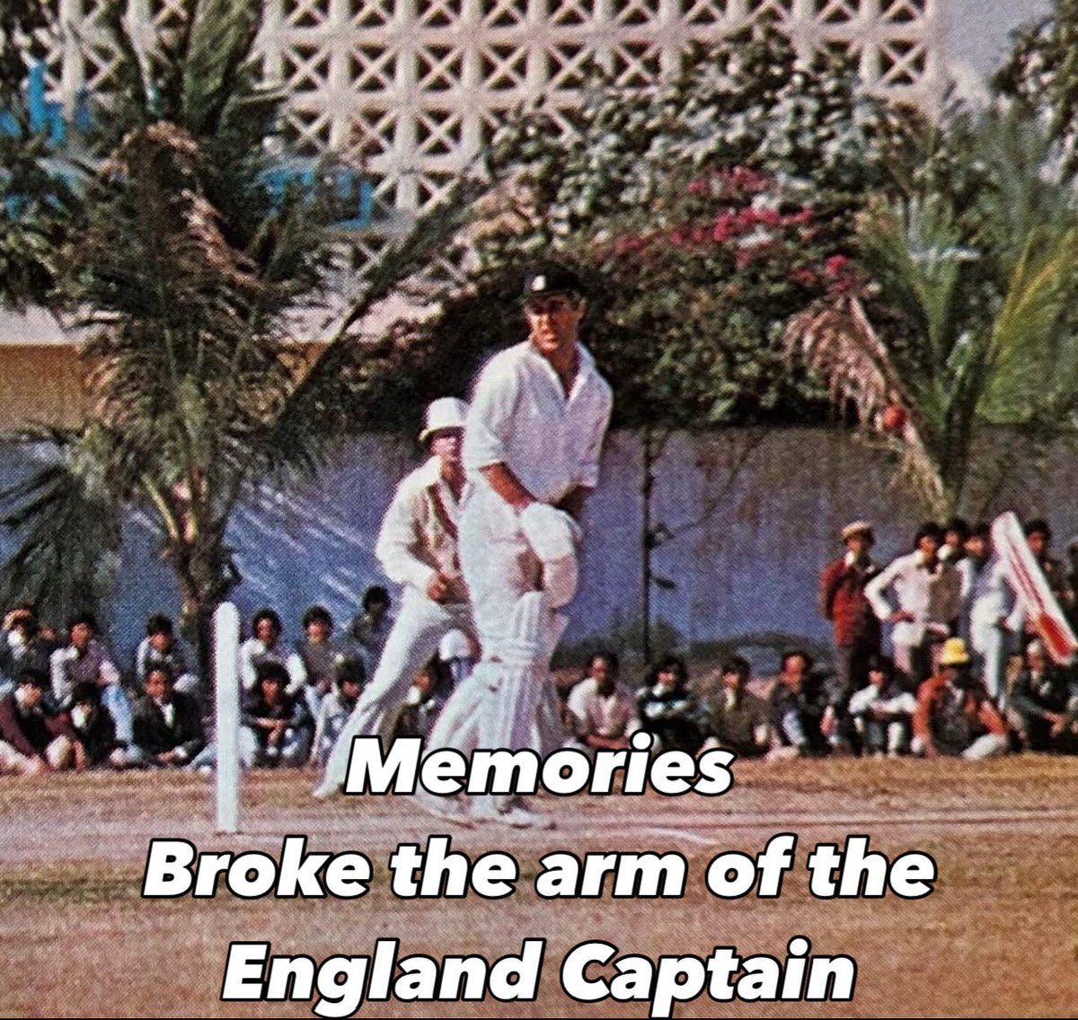 Sikanderbakhts's tweet image. Memories, England tour of Pakistan 1976-77, playing against Sindh at Karachi Gymkhana one of MY C ball kicked up and hit England’s Captain, Mike Brearly’s arm and broke it . He was flown back to England and Geoff Boycott became the captain only time in his life. @TheBarmyArmy