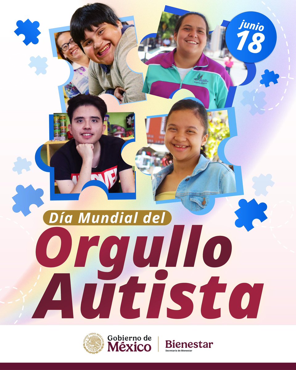 En el #DíaMundialDelOrgulloAutista recordamos que la neurodiversidad es parte de una sociedad incluyente. El autismo enriquece: nos invita a comprender y valorar distintas formas de pensar, sentir y comunicarse.

Desde <a href="/bienestarmx/">Bienestar</a> trabajamos por un México más justo y empático.
