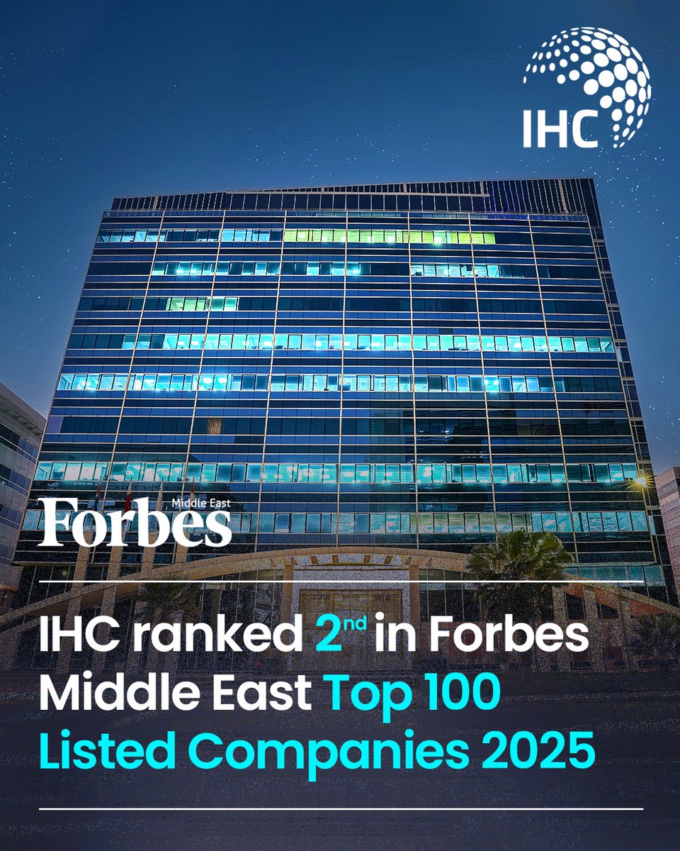 IHC (@ihc__official) on Twitter photo IHC ranked 2nd in <a href="/Forbes_MENA_/">Forbes Middle East</a>'s Top 100 Listed Companies 2025, rising one place from last year and reaffirming its position as one of the UAE’s top-performing companies.
This annual ranking highlights the Middle East's most valuable, profitable, and impactful listed IHC ranked 2nd in <a href="/Forbes_MENA_/">Forbes Middle East</a>'s Top 100 Listed Companies 2025, rising one place from last year and reaffirming its position as one of the UAE’s top-performing companies.
This annual ranking highlights the Middle East's most valuable, profitable, and impactful listed