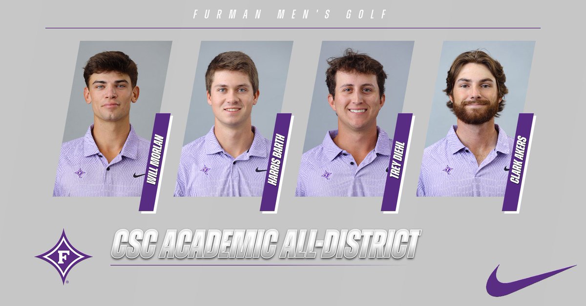 Congratulations to Will, Harris, Trey, and Clark for being named CSC Academic All-District! #alldin🟣⚪️