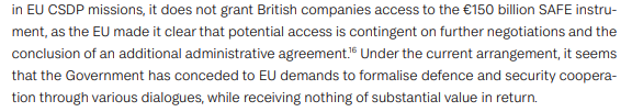 Sadly the same goes for Defence, as we warned. Govt seems unfortunately ideologically unable to withdraw from negotiations, even when it is clearly in the national interest to do so.