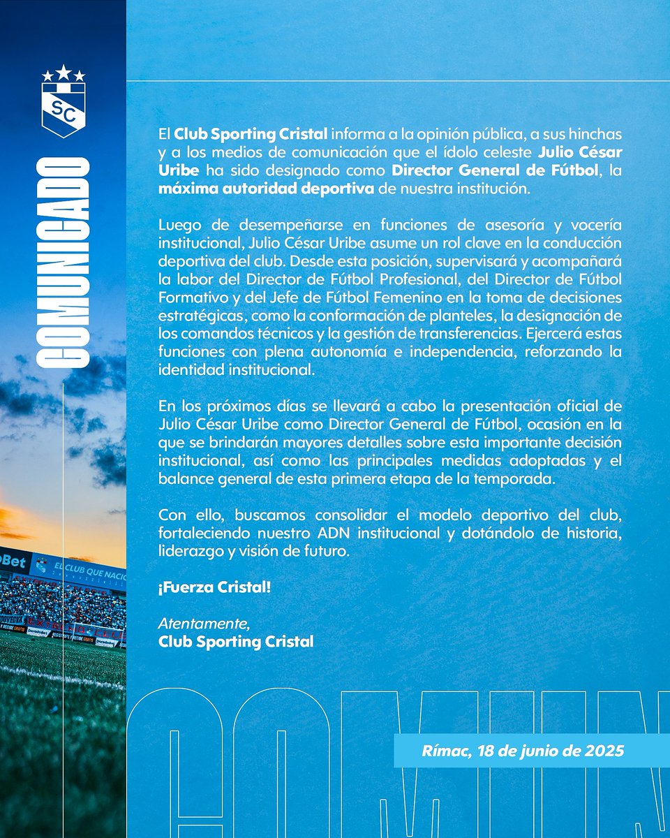 Comunicado oficial: Julio César Uribe
