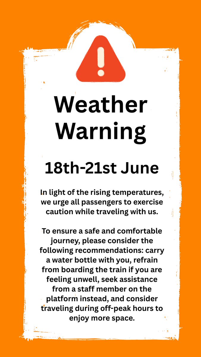 ☀️ Here comes the sun... 
ℹ️ In light of the increase in temperature, please travel with caution. 
👇🏽 Make sure you stay safe, read our customer advice below for more information.