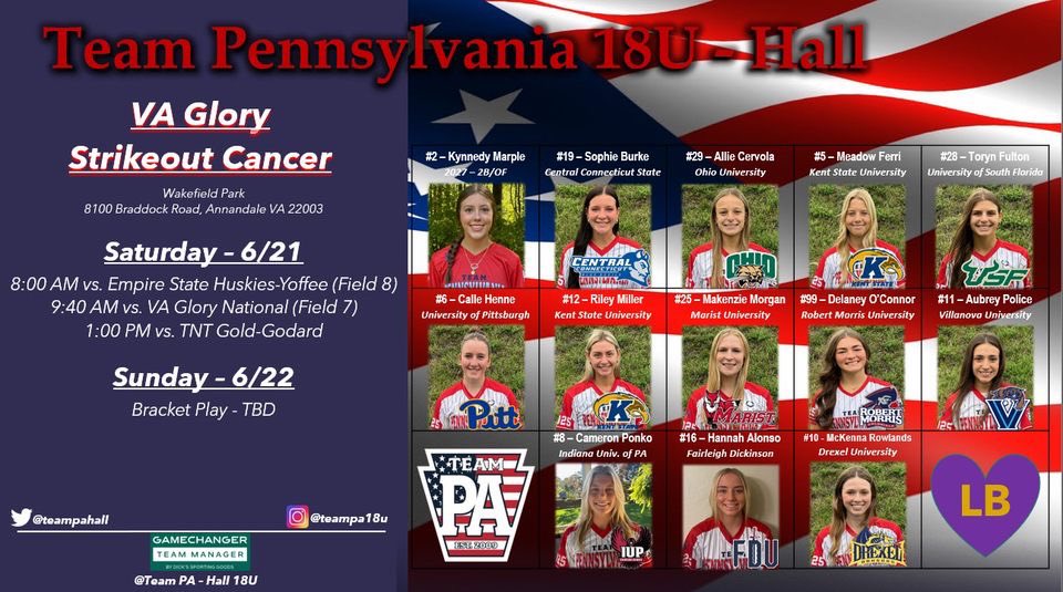 Delaney O’Connor (@delaneyoc_2025) on Twitter photo So excited to start off the summer this weekend at the VA Glory Strikeout Cancer Tournament! <a href="/RMUSoftball/">RMU Softball</a> <a href="/CoachJexx_RMU/">Coach Jexx</a> <a href="/teampafastpitch/">Team Pennsylvania Fastpitch</a> <a href="/teampahall/">Team PA Hall 18U & Team PA Hall 2026</a> So excited to start off the summer this weekend at the VA Glory Strikeout Cancer Tournament! <a href="/RMUSoftball/">RMU Softball</a> <a href="/CoachJexx_RMU/">Coach Jexx</a> <a href="/teampafastpitch/">Team Pennsylvania Fastpitch</a> <a href="/teampahall/">Team PA Hall 18U & Team PA Hall 2026</a>