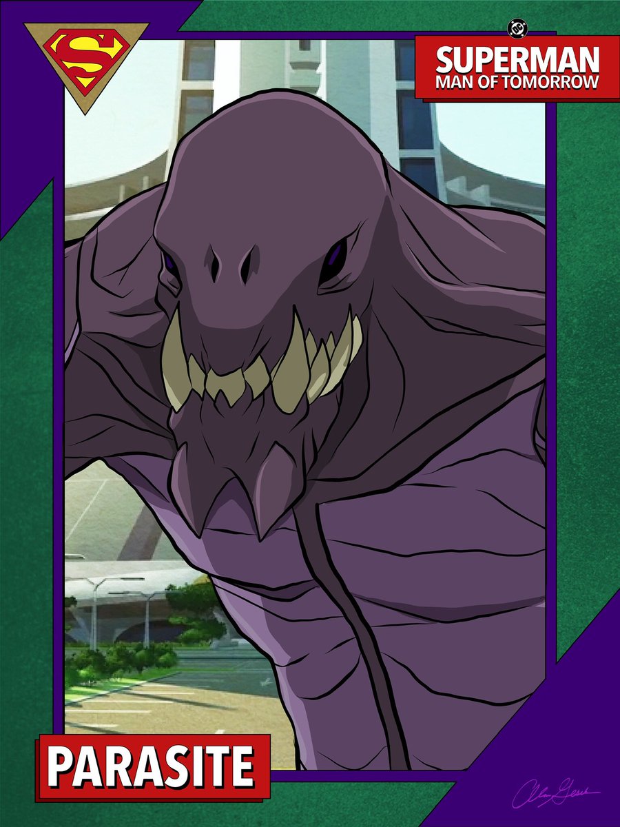 Here is a new #digitalart of #brettdalton as  #rudyjones #parasite from the awesome <a href="/Superman/">Superman</a> #manoftomorrow ☄️animated film.

#adobeillustrator #ipadproart Inspired by retro <a href="/DCOfficial/">DC</a> #tradingcardart 🎨 #superman   #manofsteel #Smallville