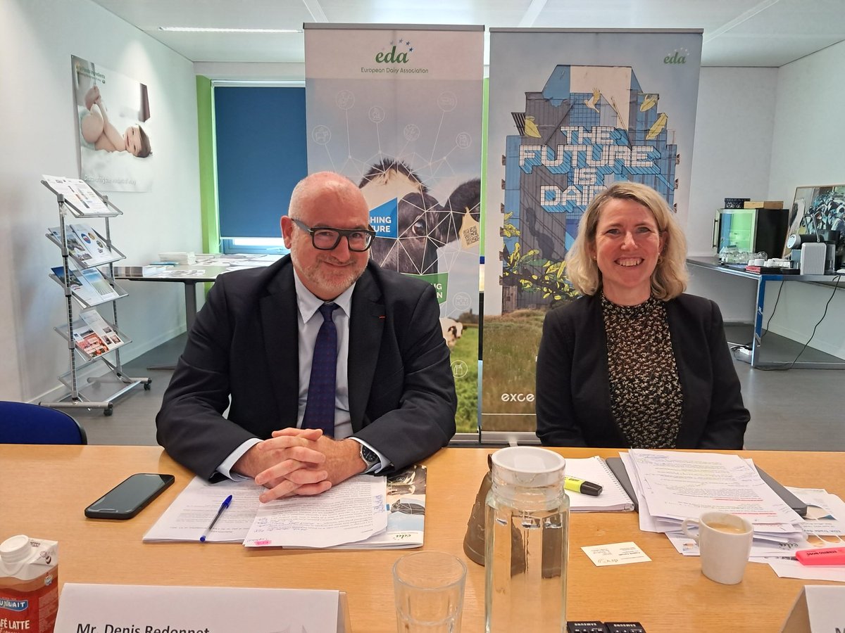 DRedonnet's tweet image. Useful review of the EU’s dairy sector @EDA_Dairy trade priorities at their Trade Day; a strong export oriented sector, anchored in Europe’s farming fabric, facing headwinds in trade, that @Trade_EU will continue to actively support @dairyanton
