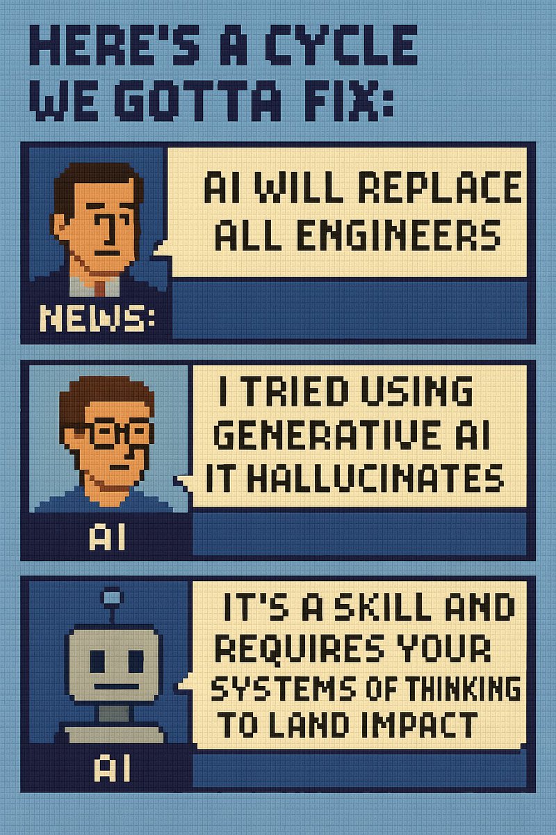 Every time the news pushes #Generative #AI taking engineers jobs it over promises what it does on its own.  I’ve seen many good engineers turned away because expectations are set too high.