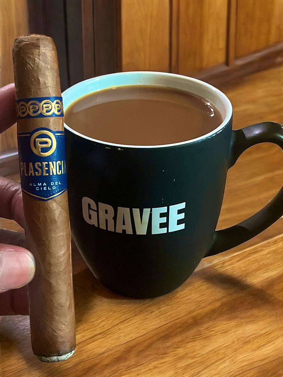 Today's lunch special: enjoying a delicious Plasencia Alma del Cielo Toro Boreal, perfectly paired with a fresh cup of coffee. #CigarLifeStyle