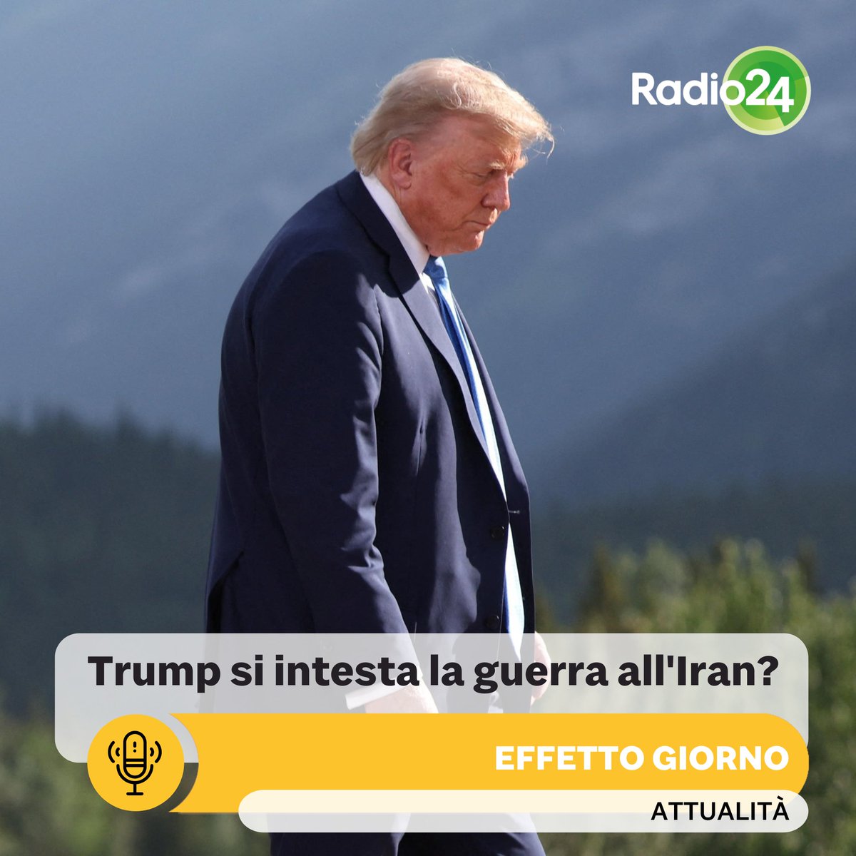Trump vs Iran? Gli USA in campo? 🇺🇸🇮🇷
A #EffettoGiorno: analisi conflitto con Alessandro Marrone (ISPI).
Demografia Italia: allarme con Alessandro Rosina. 🚨
Dazi USA-UE, bollette, #Maturità2025 con Alberto Orioli.
Ascolta: tinyurl.com/awzyfs9y