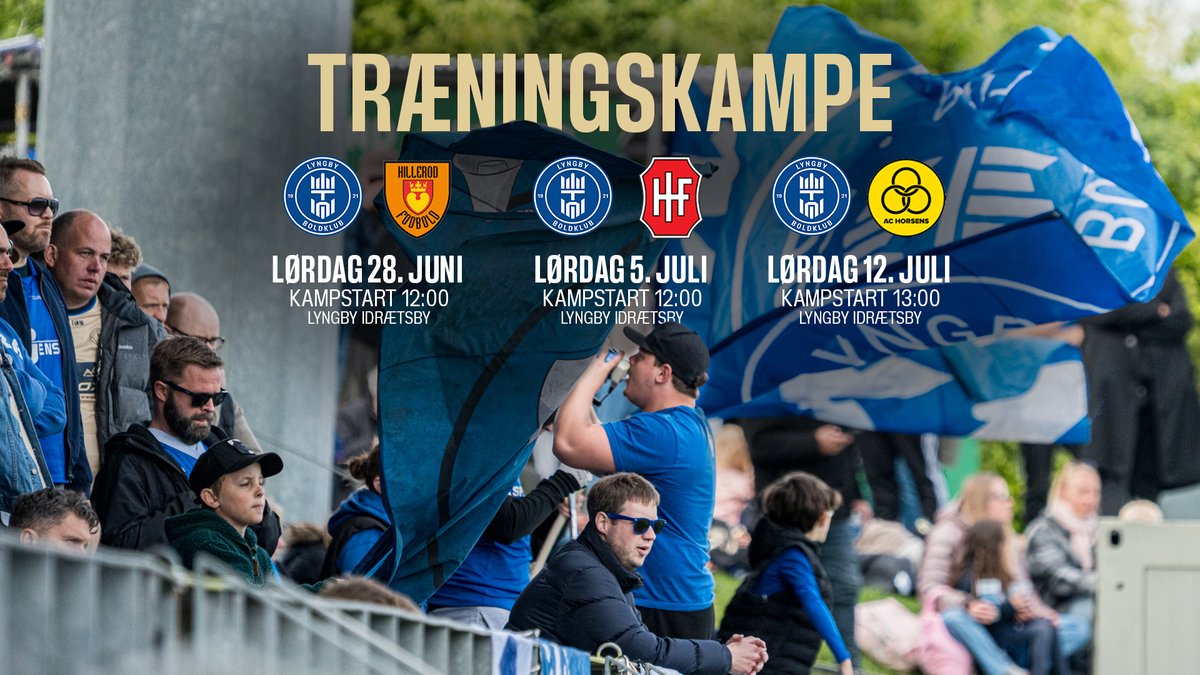 TRÆNINGSKAMPENE ER FASTLAGT 💙
Har du fodboldabstinenser, så fortvivl ikke - du kan snart tage turen op på Lundtoftevej og se de kongeblå i træningskamp mod Hillerød, Hvidovre og Horsens.
Den første hjemmekamp mod B93 er også sat i salg på lbk.eventii.dk