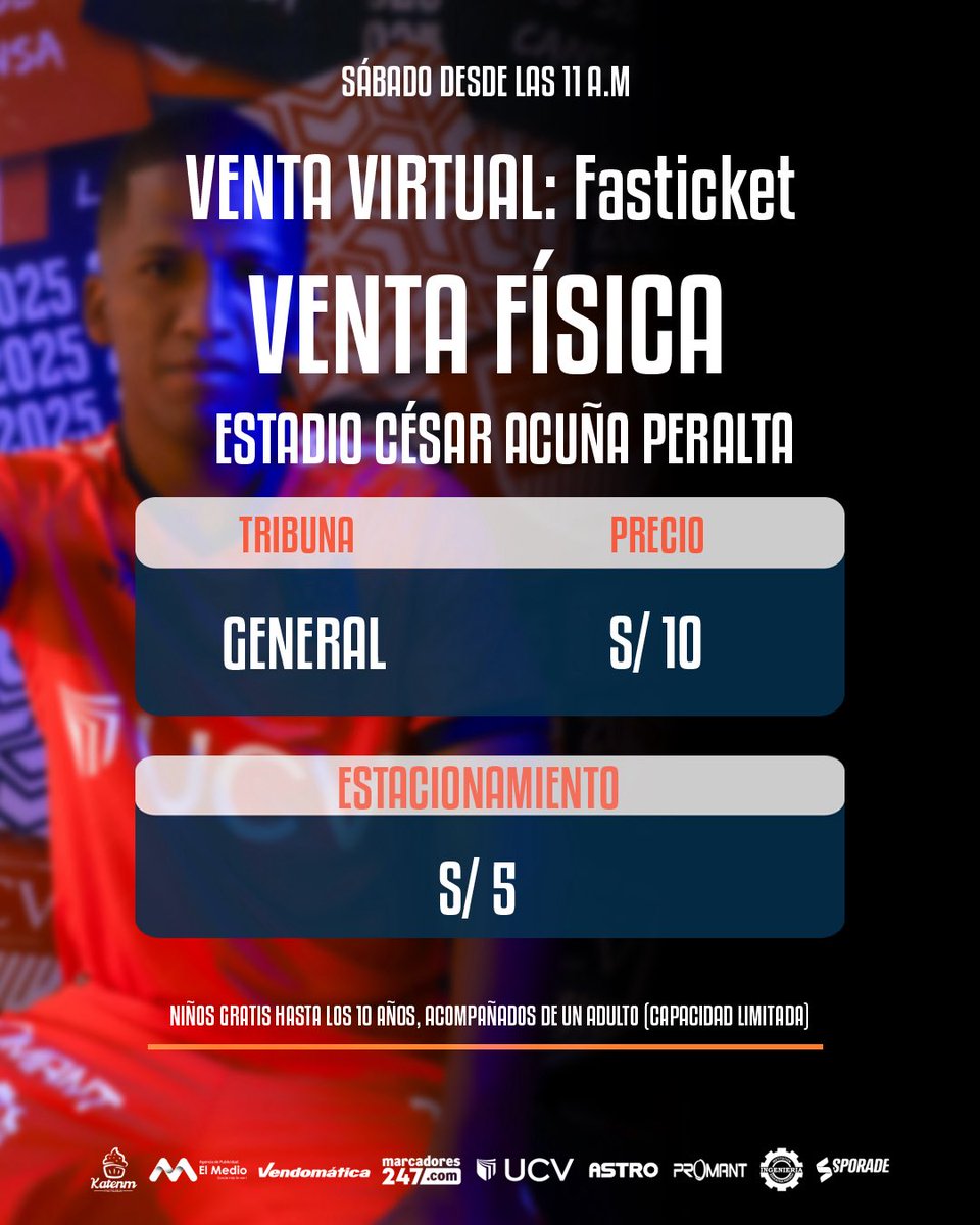 ¡𝐕𝐄𝐍𝐓𝐀 𝐃𝐄 𝐄𝐍𝐓𝐑𝐀𝐃𝐀𝐒! 🎟️
💪 90 𝘮𝘪𝘯𝘶𝘵𝘰𝘴 𝘲𝘶𝘦 𝘴𝘦 𝘷𝘪𝘷𝘦𝘯

𝚅𝙸𝚁𝚃𝚄𝙰𝙻: bit.ly/43O1GE7
𝙵Í𝚂𝙸𝙲𝙰: 𝙀𝙨𝙩𝙖𝙙𝙞𝙤 𝘾é𝙨𝙖𝙧 𝘼𝙘𝙪ñ𝙖 𝙋𝙚𝙧𝙖𝙡𝙩𝙖 - 𝟸𝟷/𝟶𝟼 𝚍𝚎𝚜𝚍𝚎 𝚕𝚊𝚜 𝟷𝟷 𝚊.𝚖 🏟️
🆚 #PirataFc
⌚ 1:00 P.m
#VallejoEsTrujillo 🟠🔵🟠