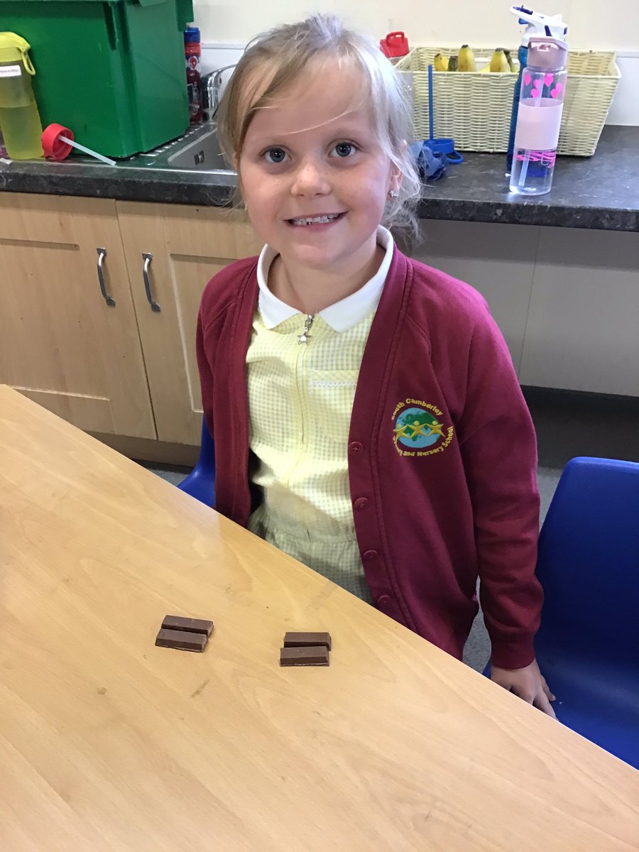 Fine class have been using kitkats to separate into equal parts learning about fractions #welovesouthcamberley