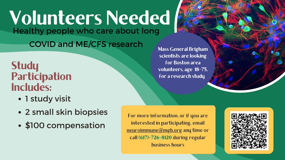 Looking for Boston-area healthy controls who are willing to put a little skin in the game for small fiber neuropathy research!  If you've had COVID and feel fully recovered, please use the contact information on this flyer to see if you qualify for this PolyBio-funded study at