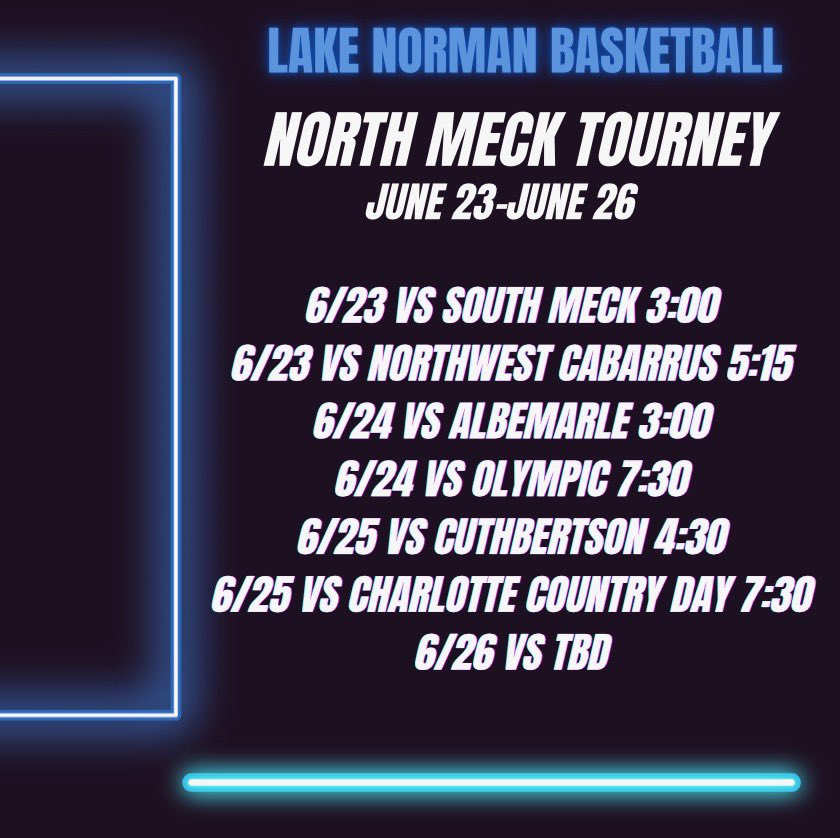 Lake Norman Girl's Basketball (@lnhsgbb) on Twitter photo <a href="/NorthmeckWBB/">North Meck WBB 🏀</a> Tournament right around the corner! Always a collection of talented teams preparing for the new HS season.
<a href="/BallHerHoopsCLT/">BallHer coach Holt</a> <a href="/Mindy_McCarthy3/">Mindy McCarthy</a> <a href="/NPCSportsNC/">NorthPiedmontConf</a> <a href="/CghrMedia/">CGHRMedia</a> <a href="/NorthmeckWBB/">North Meck WBB 🏀</a> Tournament right around the corner! Always a collection of talented teams preparing for the new HS season.
<a href="/BallHerHoopsCLT/">BallHer coach Holt</a> <a href="/Mindy_McCarthy3/">Mindy McCarthy</a> <a href="/NPCSportsNC/">NorthPiedmontConf</a> <a href="/CghrMedia/">CGHRMedia</a>