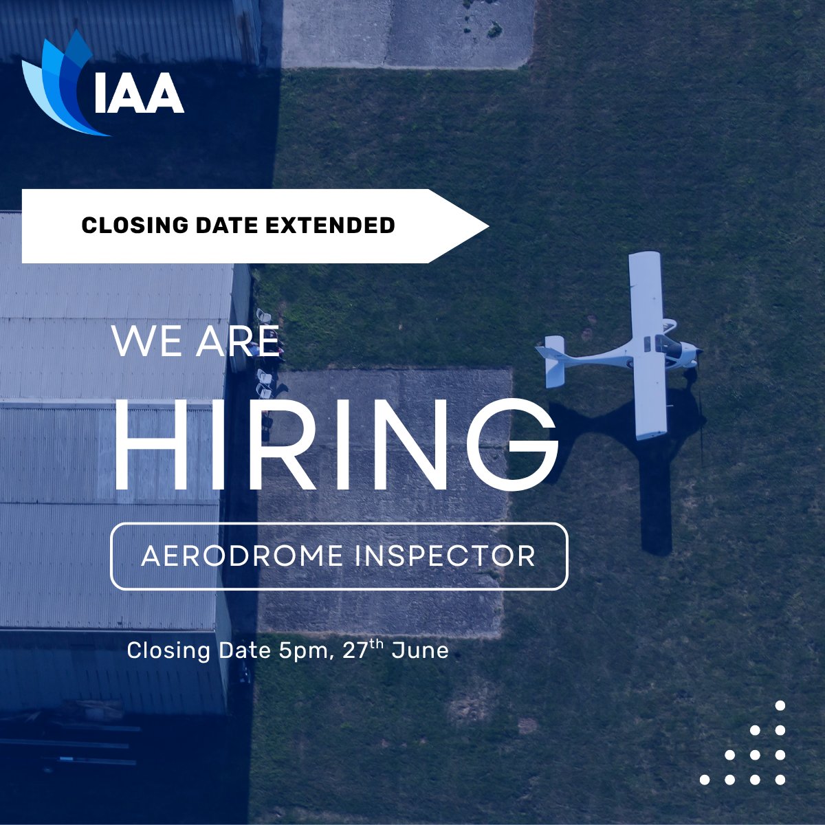 IAApress's tweet image. 📢 Application Deadline Extended!
Due to strong interest in the Aerodromes Inspector role at the Irish Aviation Authority (IAA), we’ve extended the closing date to 27th June 2025.
✈️ This is a fantastic opportunity to play a key role in the oversight and safety of Ireland’s civil…