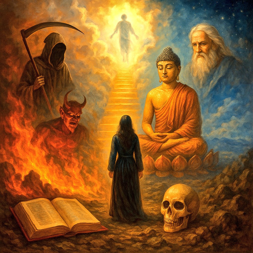 🙏 Dicen que NADIE volvió del más allá. Pero hay mapas.

- Los egipcios los dibujaron.
- Los tibetanos los escribieron.
- Y los católicos…te mandan al purgatorio

Este hilo es un viaje por lo que podría esperarnos al final del camino.

Sujeta FUERTE tu alma.

👇🧵