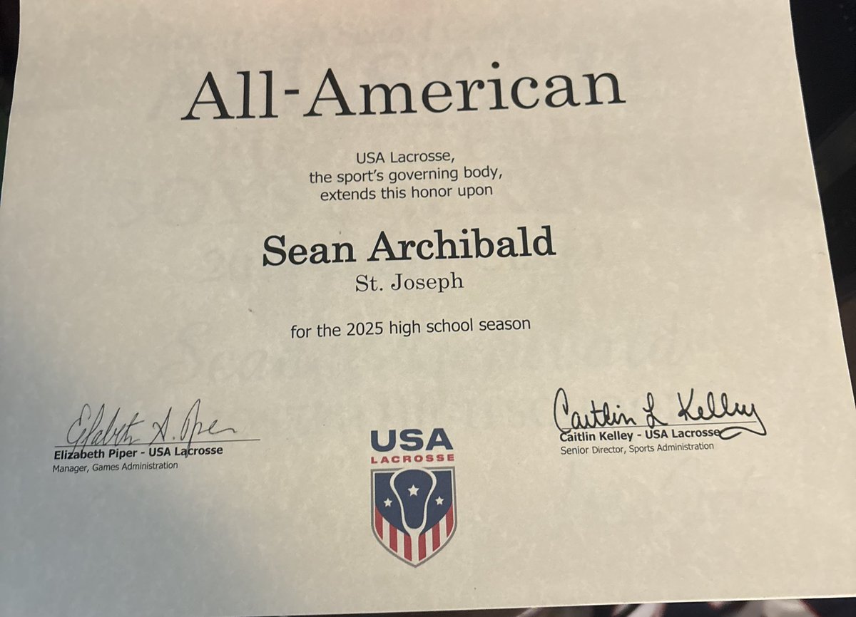 b.talbot (@btalbot55) on Twitter photo What an accomplishment for <a href="/SeanArchibald25/">Sean Archibald</a> & <a href="/sj_lax/">St. Joseph Boys Lacrosse</a> !!
8 State Championships but ZERO All-Americans π³
βArchieβ is our 1st All-American in SJ BLax history!!
But our legacy number β24β got us here:
J.Mallozzi, P.Kral, J.Karafa, J.Corry, S.Archibald π₯ the β΅οΈ β΅οΈ What an accomplishment for <a href="/SeanArchibald25/">Sean Archibald</a> & <a href="/sj_lax/">St. Joseph Boys Lacrosse</a> !!
8 State Championships but ZERO All-Americans π³
βArchieβ is our 1st All-American in SJ BLax history!!
But our legacy number β24β got us here:
J.Mallozzi, P.Kral, J.Karafa, J.Corry, S.Archibald π₯ the β΅οΈ β΅οΈ